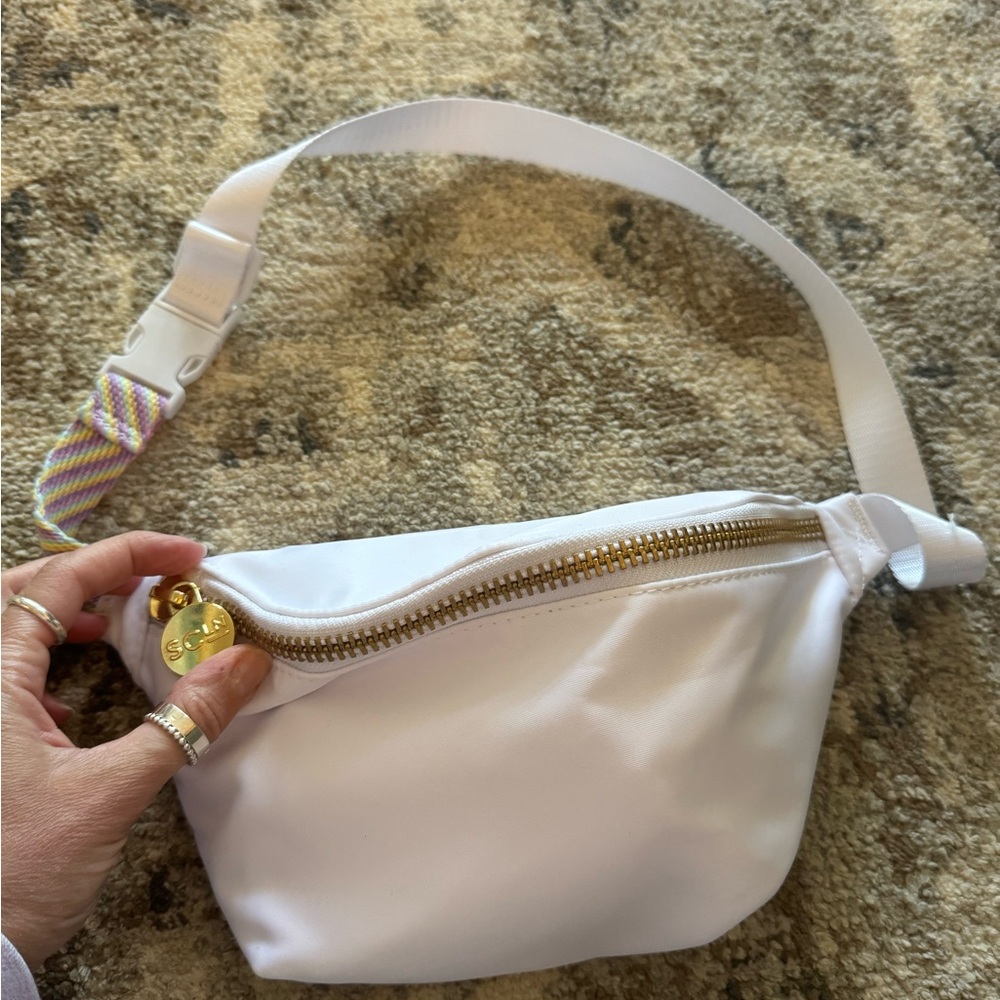Stoney Clover Lane White Belt Bag with Gold Accents